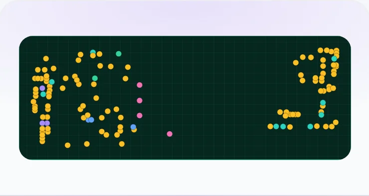 KiCad board with design-rule findings plotted at their positions